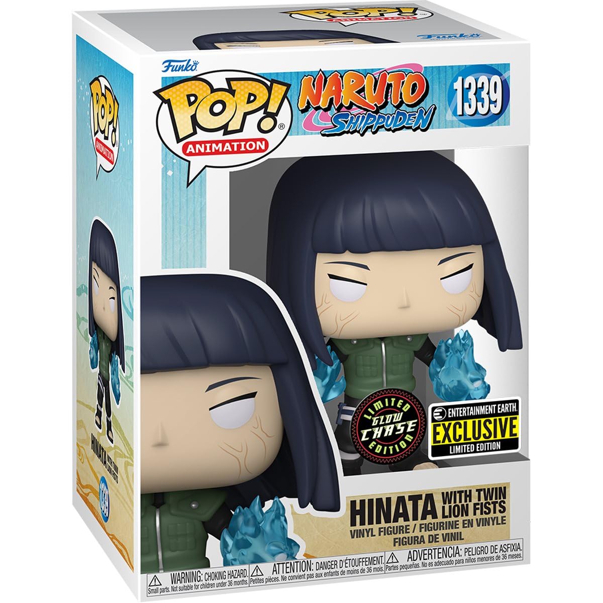 POP Naruto Shippuden - Hinata z bliźniaczymi pięściami lwa (świecące w ciemności) limitowana edycja Chase Funko winylowa figurka (w zestawie z kompatybilnym etui ochronnym), wielokolorowa, 3,75