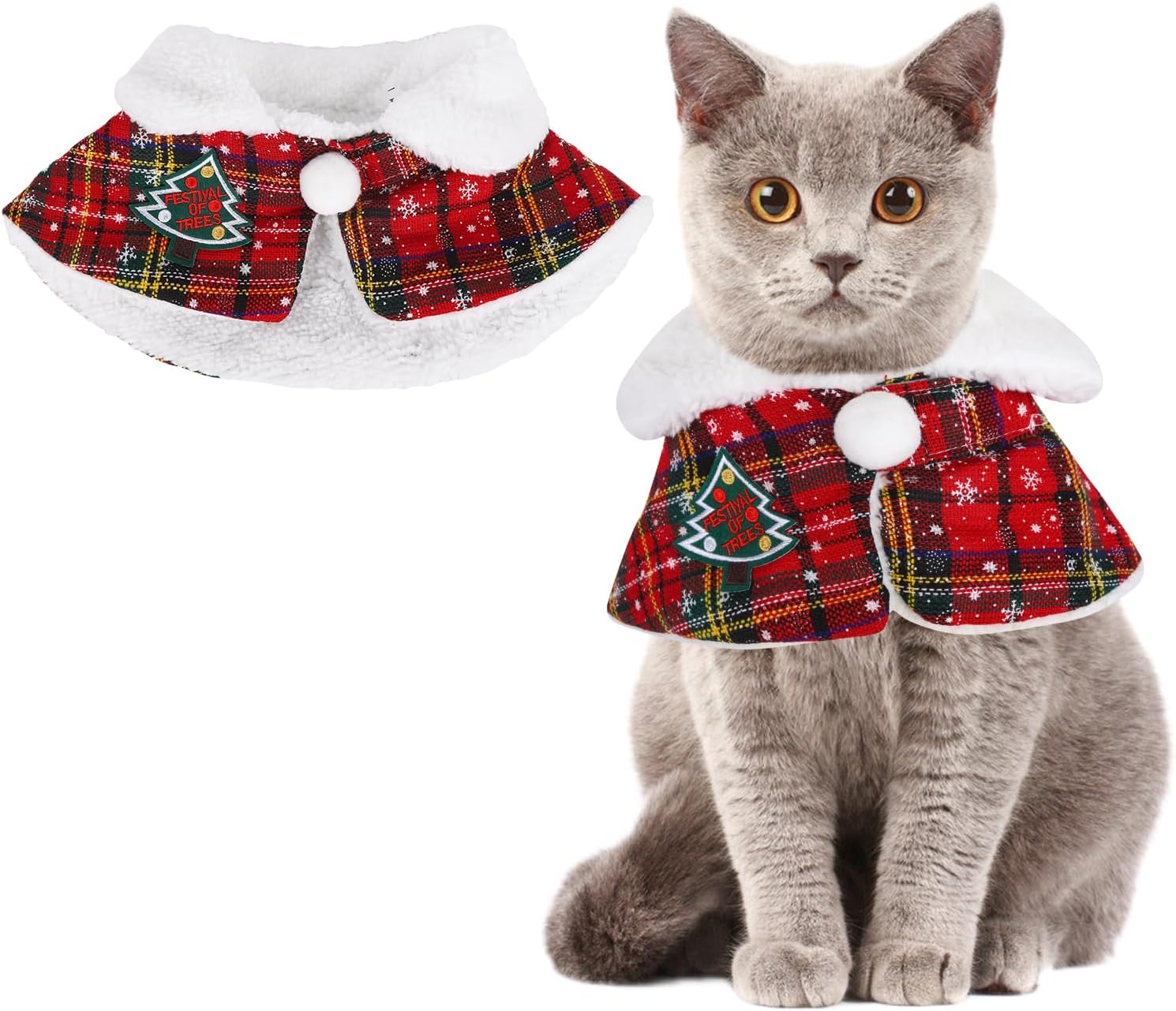 Christmas Costume Dog Cat Christmas Outfit Pet Cape Cloak Red Cute Pet