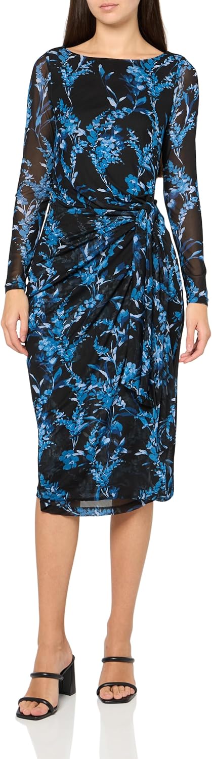 Tommy Hilfiger Womens Side Tie Mesh Fully Lined Midi Dress