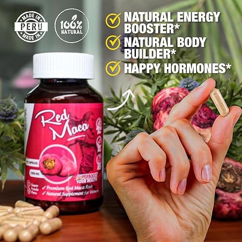 Miniatura 3 de Sikyriah Cápsulas de extracto de maca roja para mujeres l 100 unidades l Suplemento de salud femenina l Potenciador de energía y regulador hormonal