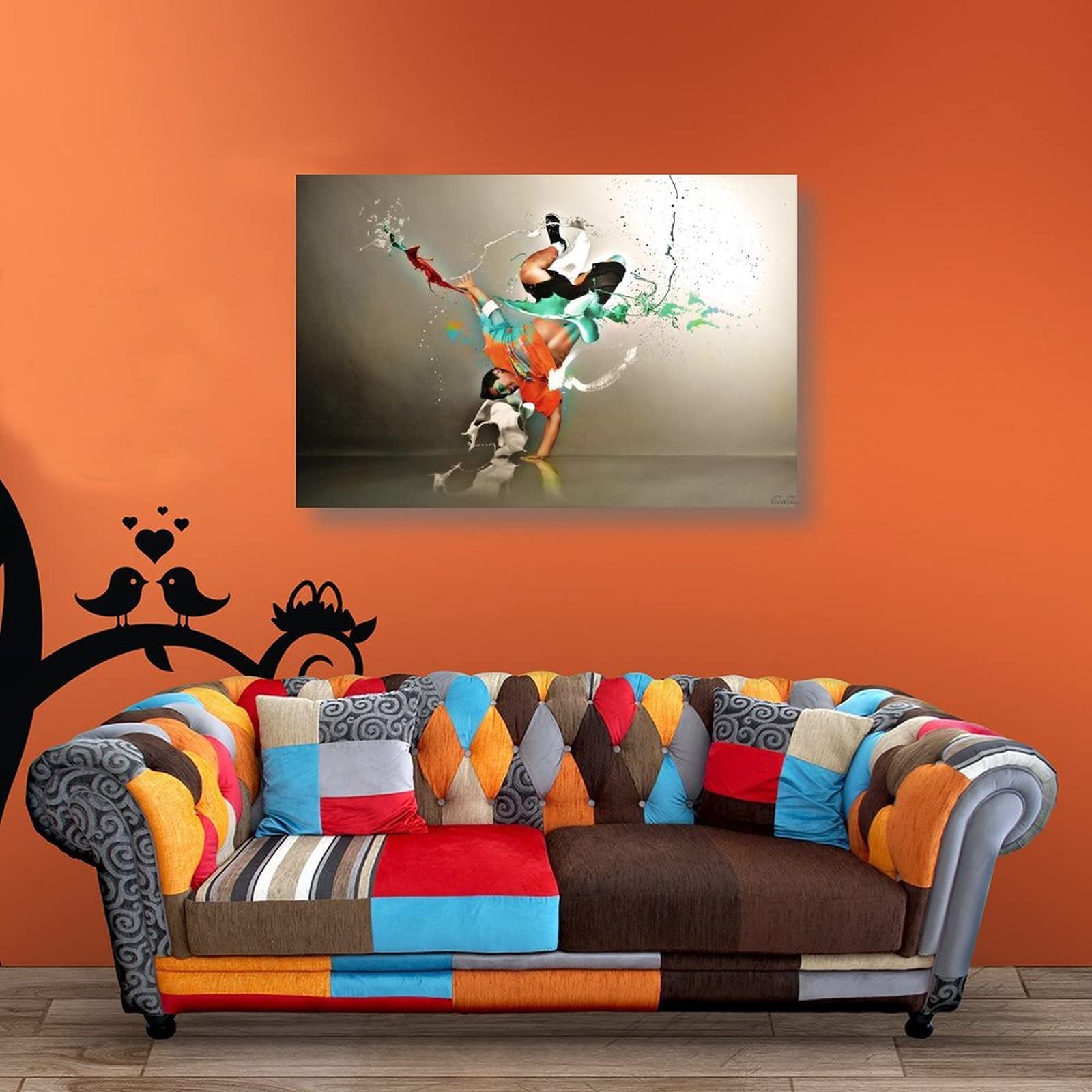 Poster di arte artistica da parete con danza hip hop, con stampa artistica su tela, 50 x 75 cm