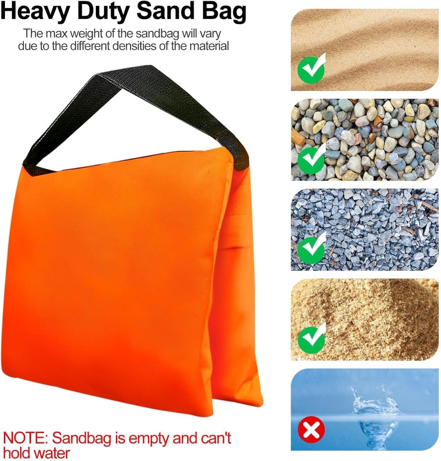 EMART Sacchi di Sabbia per Uso Intensivo Arancione Borsa peso Studio Fotografico Design a Bisaccia per Cavalletto Fotografico, Treppiede Leggero,Set Cinematografici, Produzioni dal Vivo -4 Confezioni