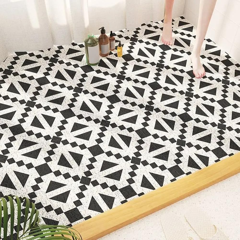 Shijhui Black Large Loofah Shower Mat For Inside Shower,Soft Pvc Bathroom Floor Mat Massage Bath Mat With Drain,Quick Drying,Anti Mould Shower Mat Bathmat (,80X120cm)