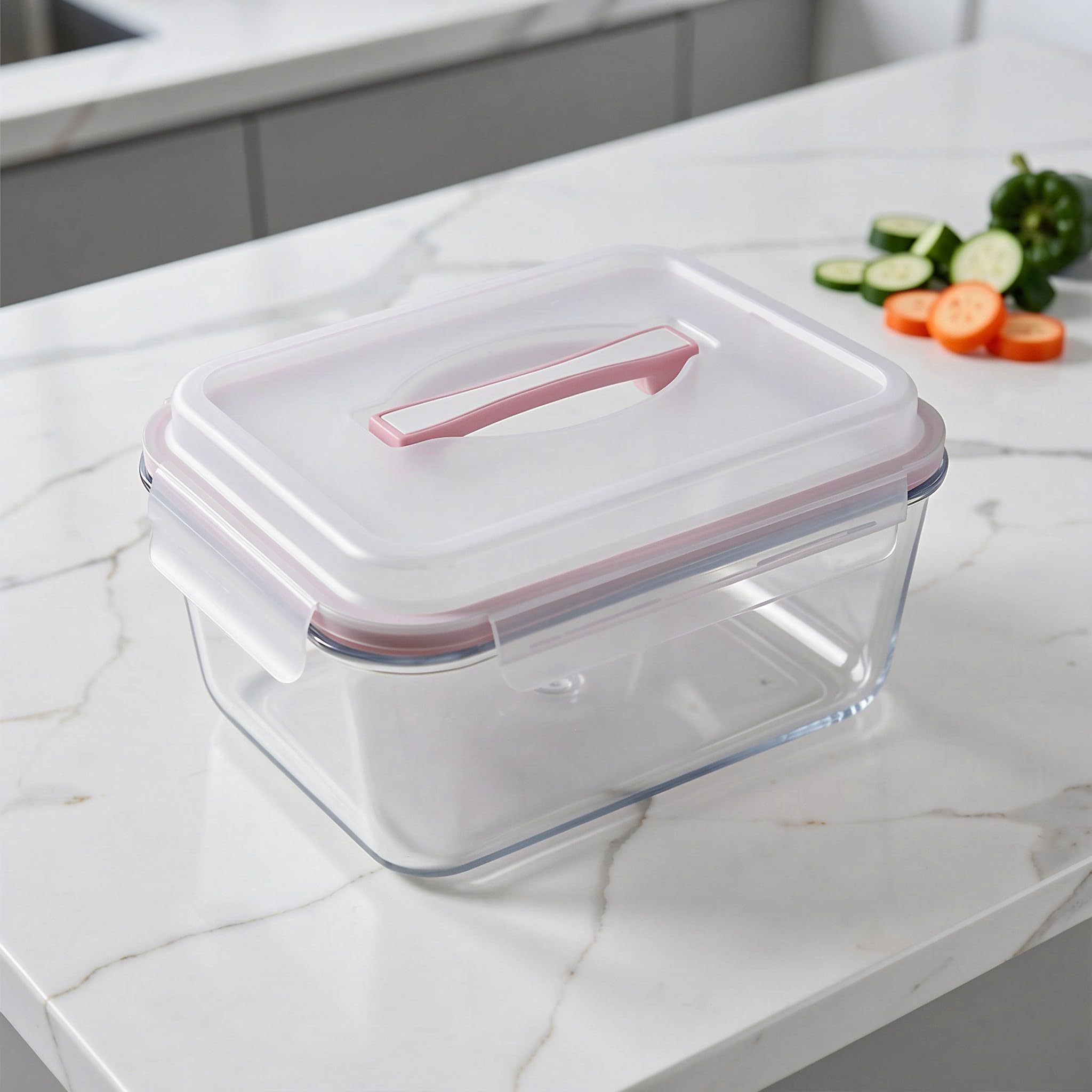 OUNONA Recipiente de vidrio hermético para almacenar alimentos con tapa,