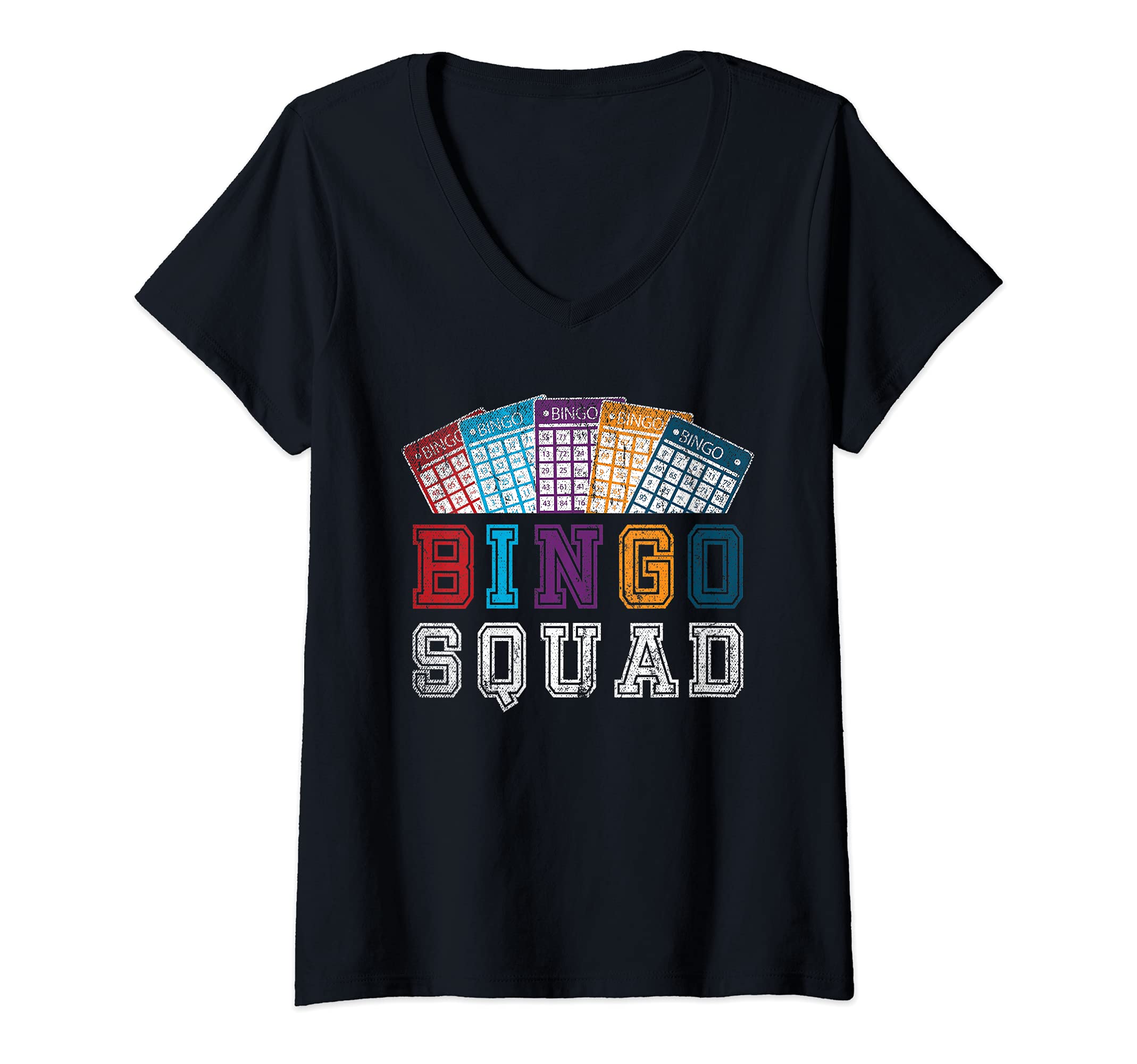 Womens Bingo Squad Funny Bingo Caller Gift Gambling Lottery Bingo V-Neck T-Shirt