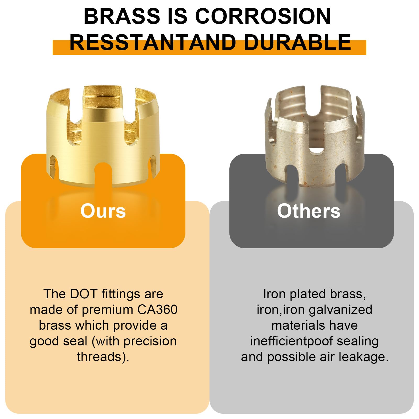 MuHize 3/8" Brass Push To Connect Air Brake Line Fittings Dot Quick Connect Union Repair Kit For Semi Truck Trailers 4pcs - View #2