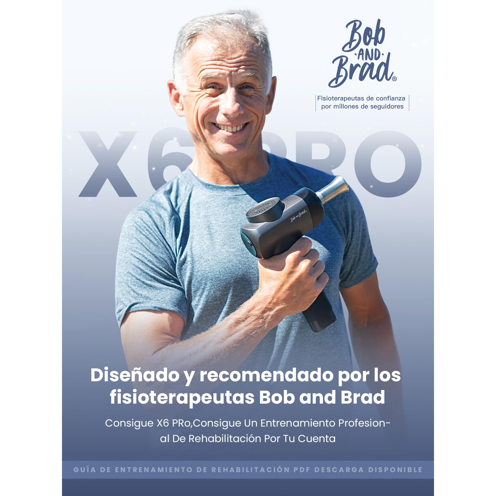 Pistola de Masaje Muscular, Bob and Brad X6 Pro Massage Gun con cabezal metálico Profesional Masajeador de Músculos de Tejido Profundo, Pistola Masajeador para Relajación de Masaje Muscular