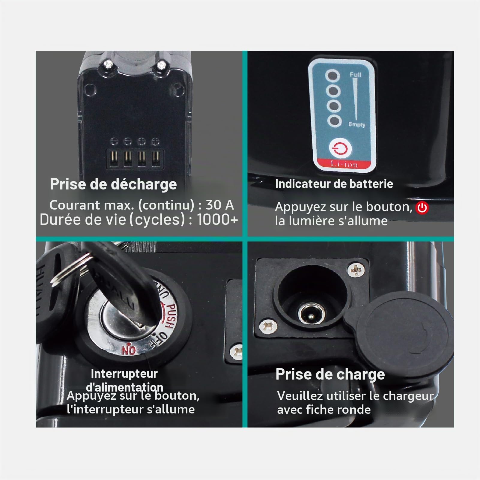 Pedelec Batterie de vélo électrique 48 V 12 Ah pour MiFa Rex pour vélo Aldi Phylion/XH370-10J, ZL1010101 0-F Convient pour Moteurs 48 V avec Chargeur