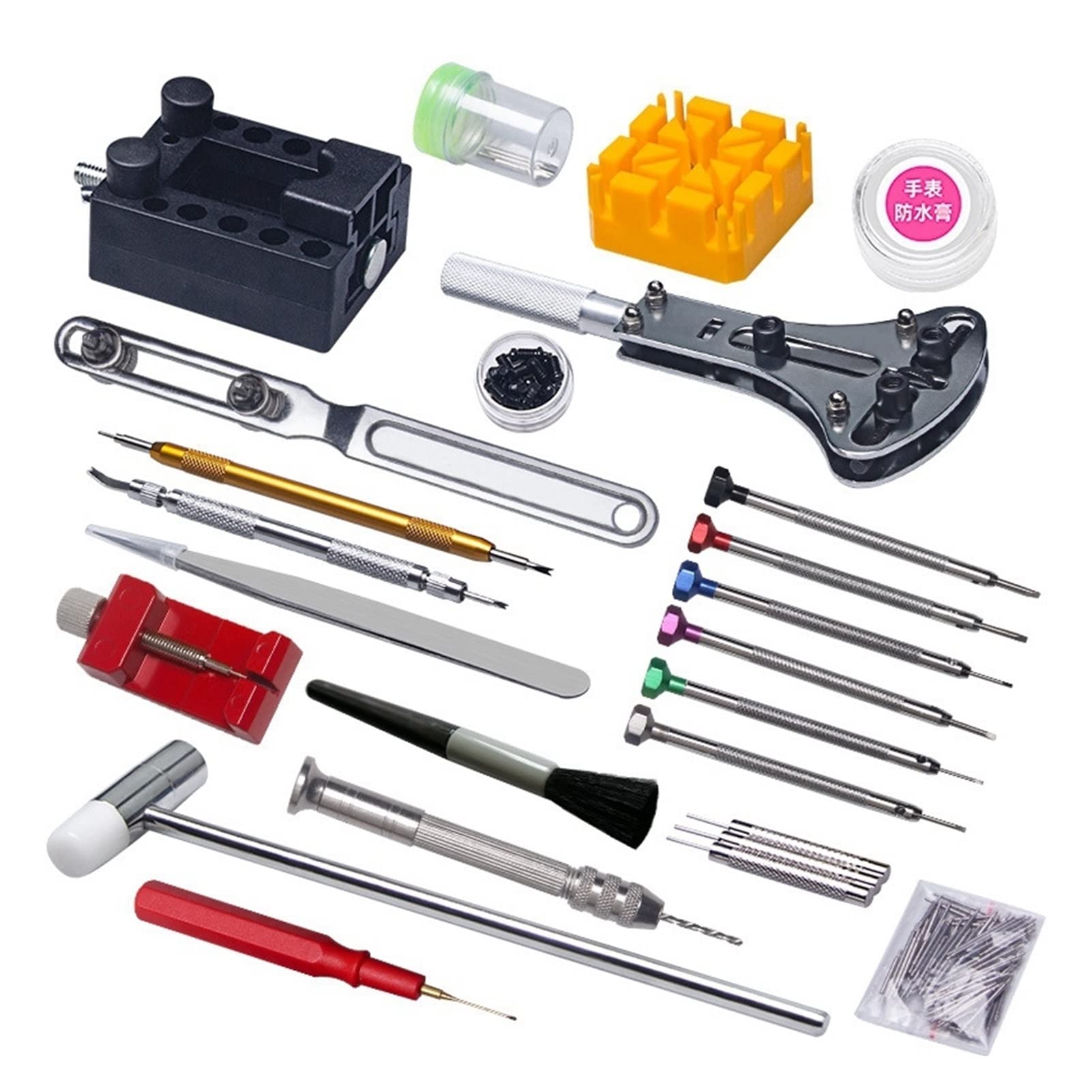 181 pezzi Set di strumenti di riparazione per orologi, smontaggio della batteria, set di strumenti di riparazione per orologi (come mostrato)