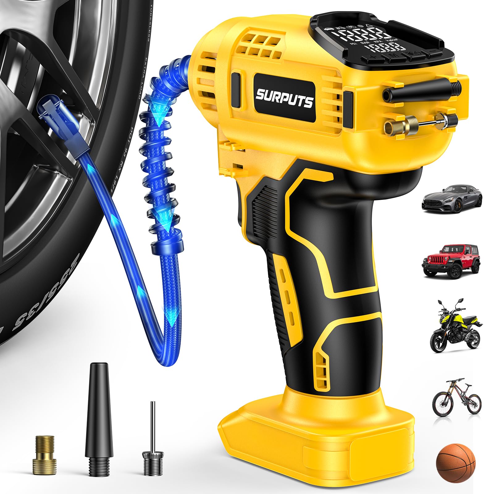 Tire Inflator Portable Air Compressor 150PSI Fits DEWALT 20V Tool Only