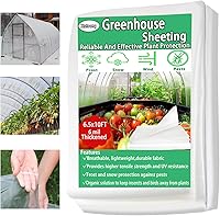 6.5x10ft 6 Mil Greenhouse Plastic Sheeting - UV Resistant Clear Polyethylene Film, Waterproof Windproof Frost Protection for Gardens & Plants
