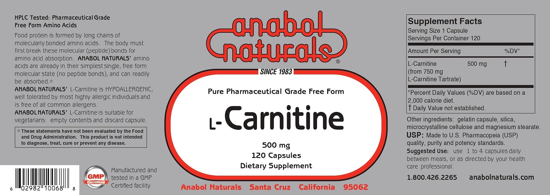 anabol naturals l-carnitine Amazon.com: Anabol Naturals L-Carnitine 120 Capsules- 500mg Pure L-Carnitine  Per Capsule, 120 Servings : Health & Household