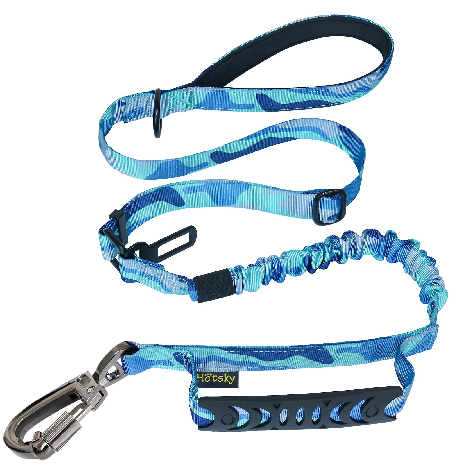Hotsky Tactical Dog Leash Heavy Duty for Medium Large Dogs that Pull,4-6Ft Strong Bungee Shock Absorbing No Pull Dog Leash with Padded Double Handle