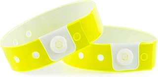 iboo - 100 Pulseras de Plástico Vinilo amarillo neón para Eventos Festivales – Ideal para la seguridad - 25 x 1,6 cm