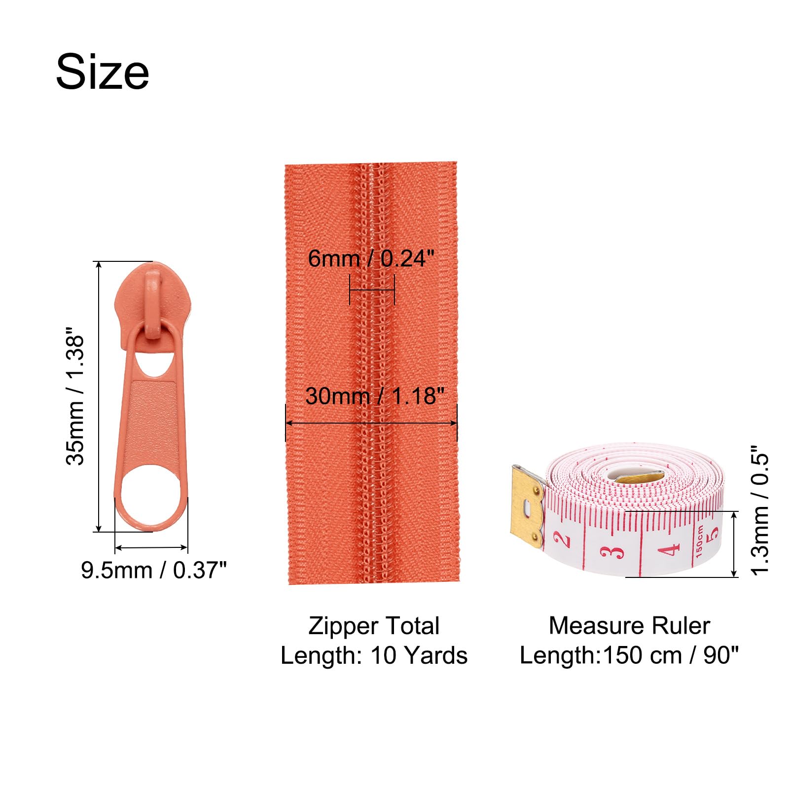 uxcell #5 10 Yards Nylon Coil Zippers - Image 2