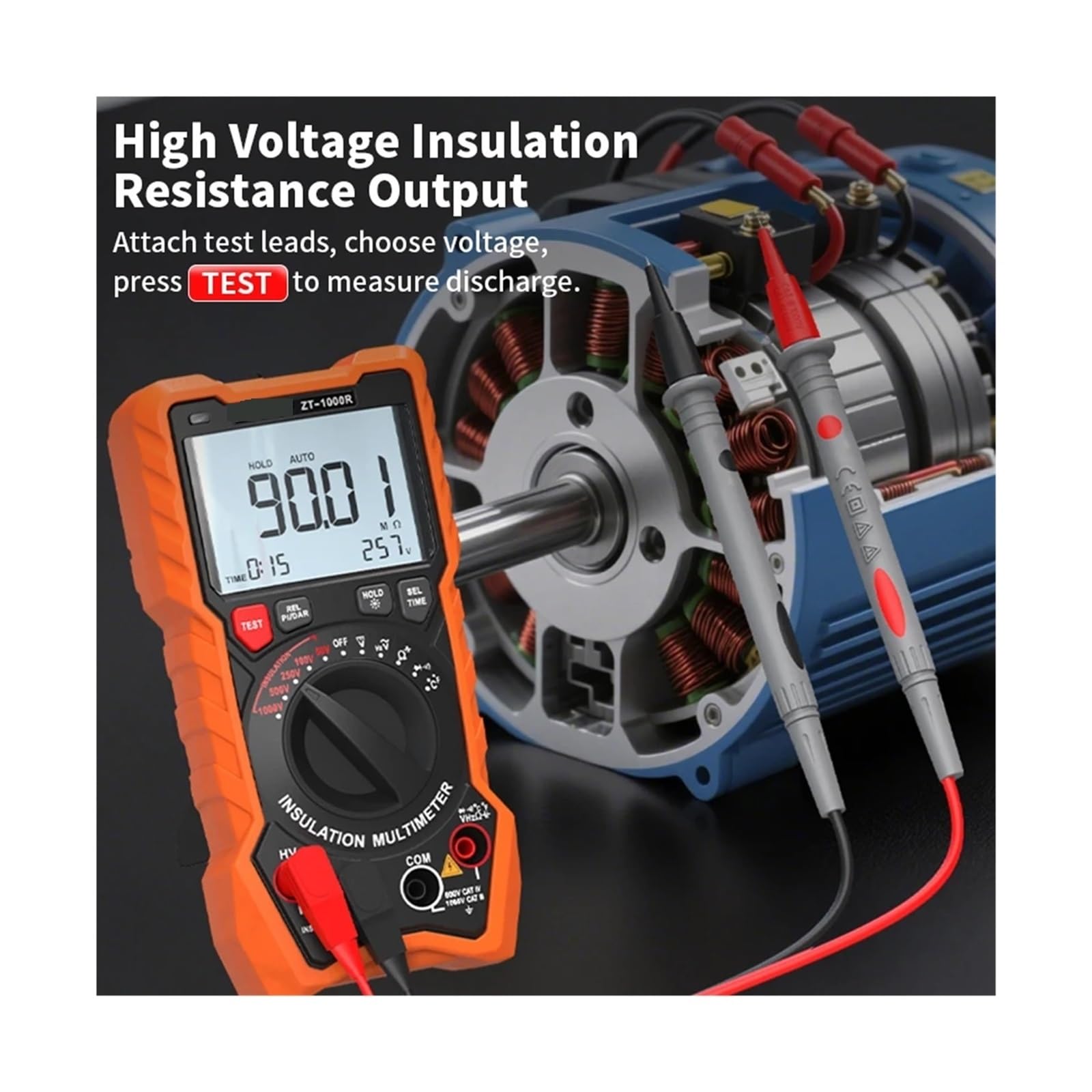 Probador Megger Comprobador digital de resistencia aislamiento ZT-1000R, megóhmetro electrónico, multímetro alta precisión 1000 V