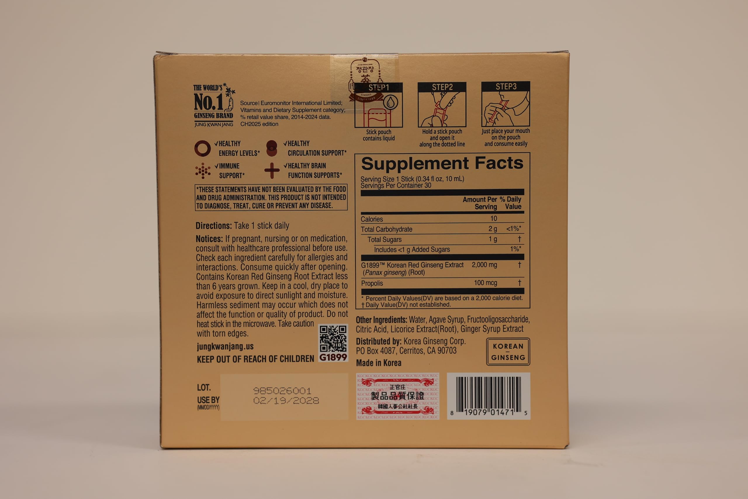 JUNG KWAN JANG Everytime Korean Red Ginseng Extract 2,000mg - 30 Sticks — Amazon image 8