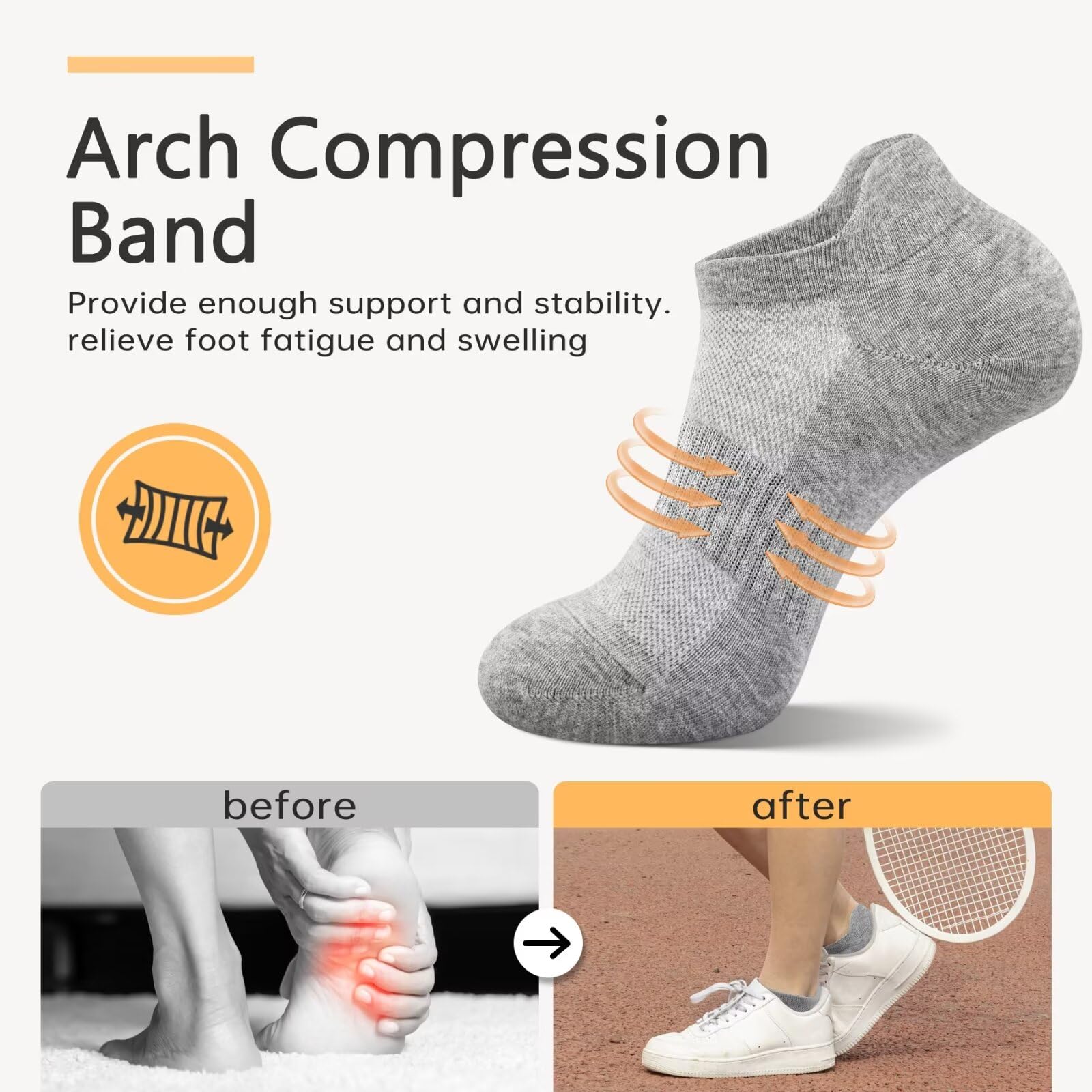 EKSHER 10 Paia Calzini Uomo Corti Calze Donna Corte Cotone Calza Sportive Basse Traspirante Running Elastiche Tennis