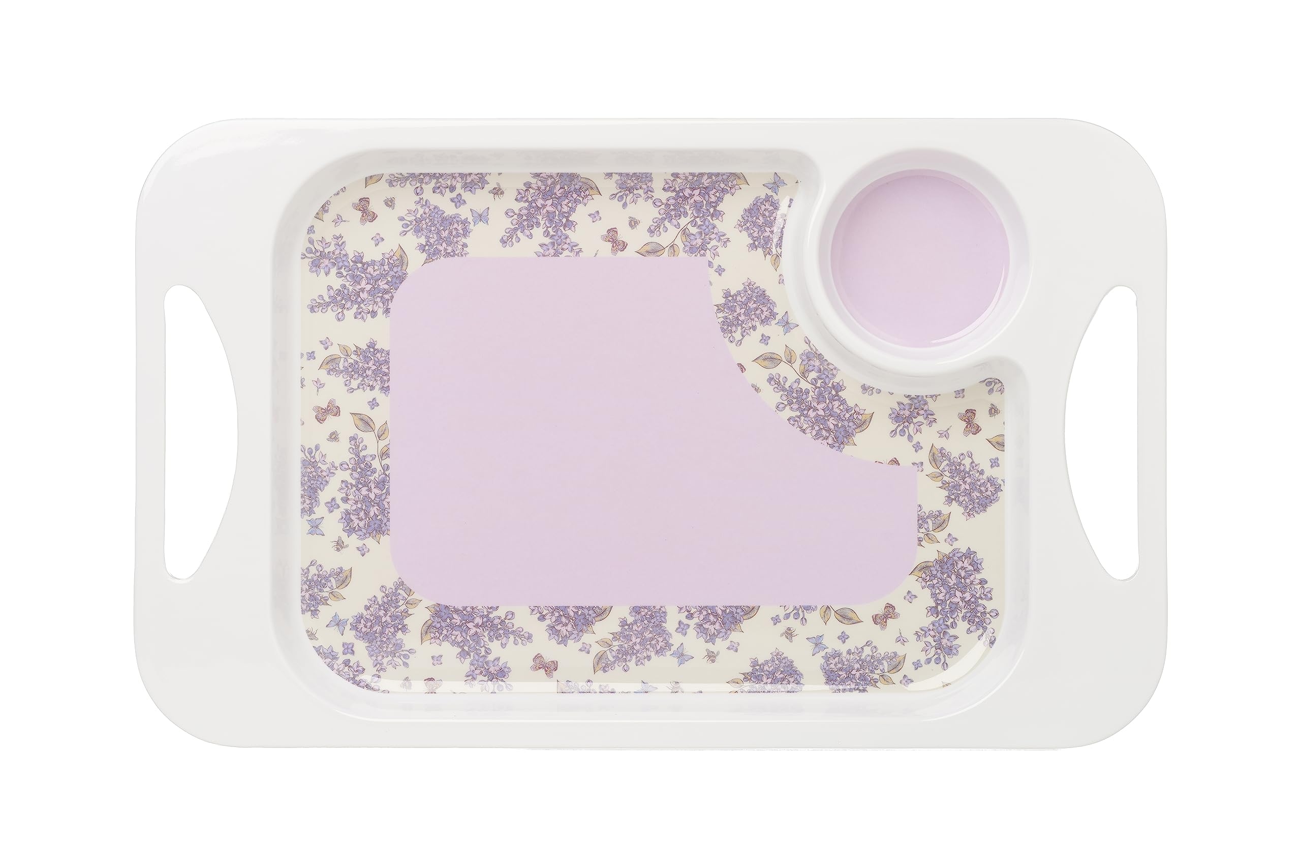 Rosa Lifestyle Lilac Lightweight Melamine Snack Tray With Handles - Rectangular 33.8Cm X 20.6Cm - Lightweight Tea & Sandwich Tray - 345G