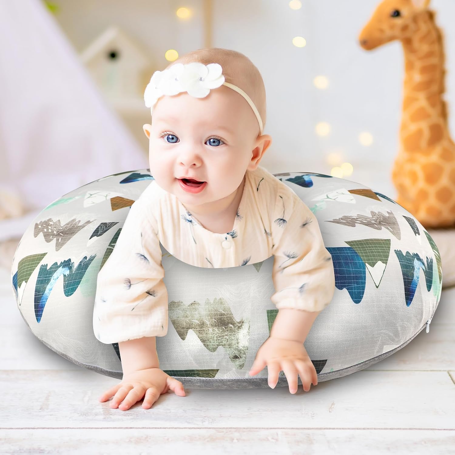 TANOFAR Nursing Pillow Cover 1 Pack, Stretchy Removable Nursing Cover for Breastfeeding Pillows, Ultra Soft Snug Fits On Newborn Feeding Pillow Case for Baby Girls/Boys, Mountain - Image 9