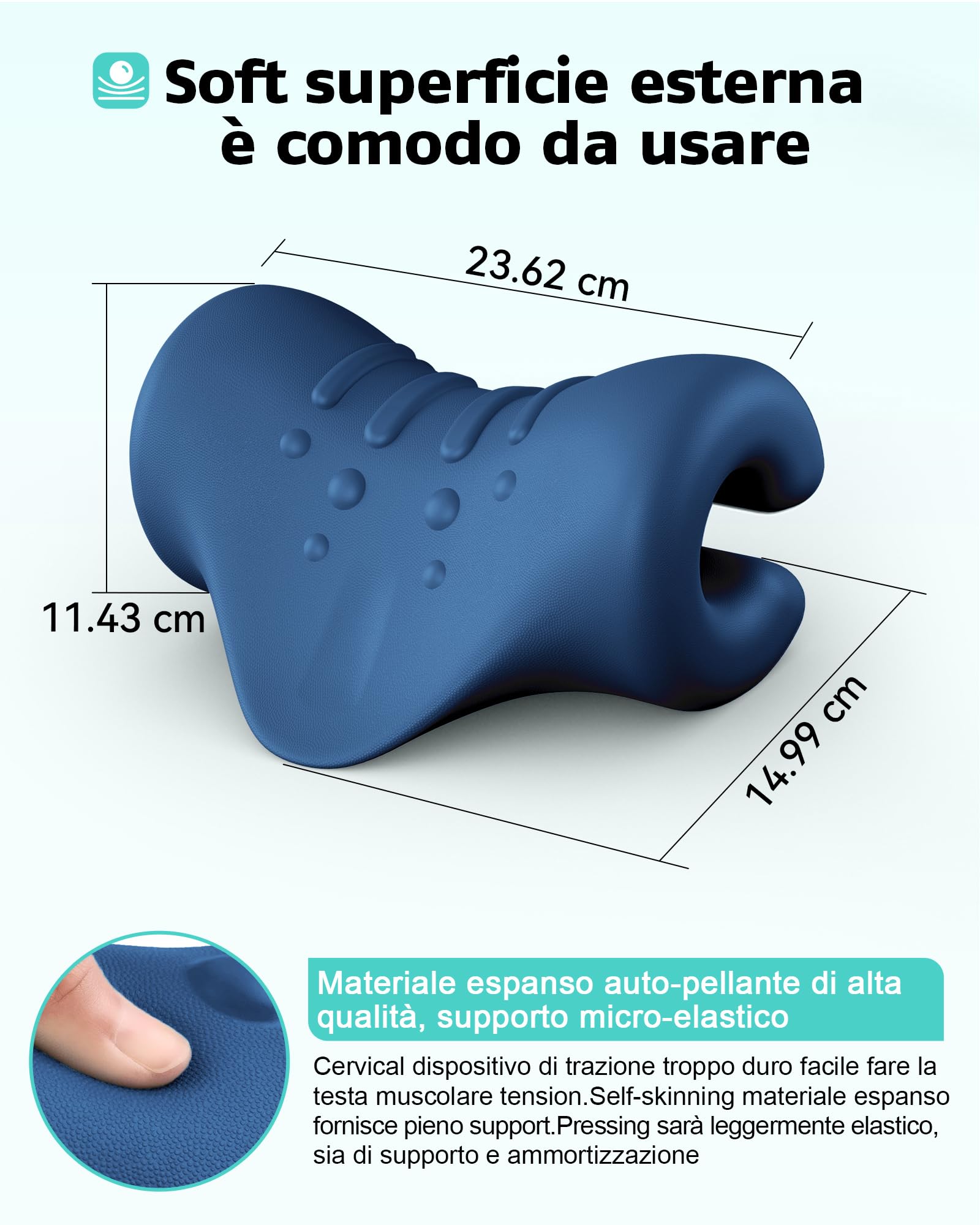 Relajador de Cuello y Hombros, Dispositivo de Tracción Cervical Portátil, Camilla de Cuello, Salida para Corrector de Postura de Cuello para Alivio del Dolor de TMJ (Azul oscuro)