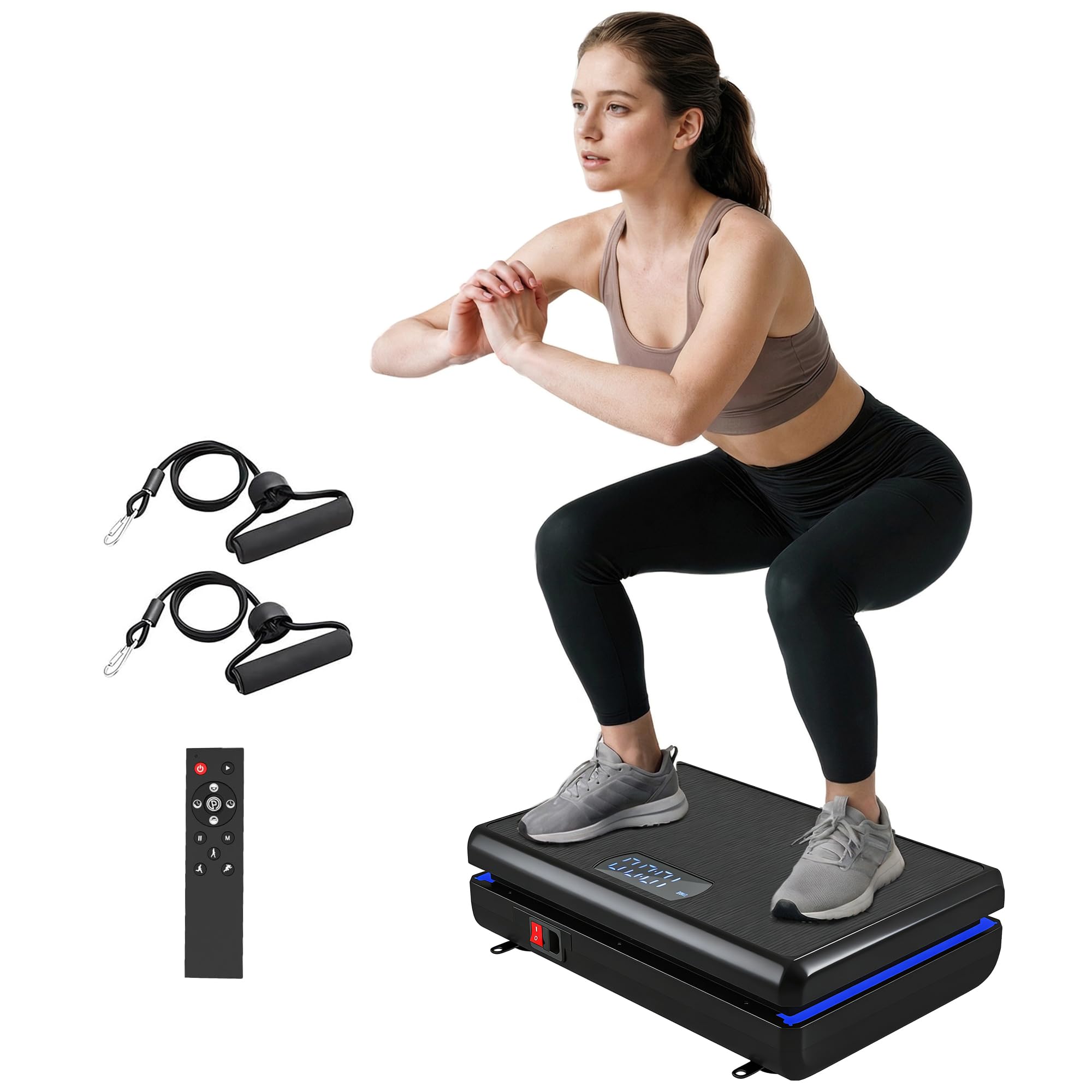 SPORTNOW Vibration Plate Exercise Machine w/120 Speed Levels, 5 Programs and LED Light, Quiet Vibrating Plate Exercise Equipment for Home Use w/Resistance Bands for Fat Burning, Lymphatic Drainage