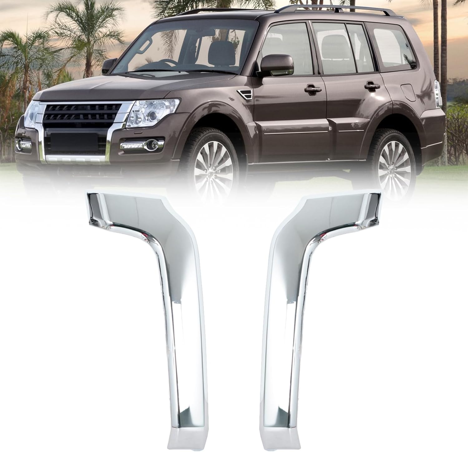 Front Bumper Lower Trim Strip Cover for Mitsubishi Pajero Montero V93 V97 V98 2015-2017 Chrome Lid Left&Right