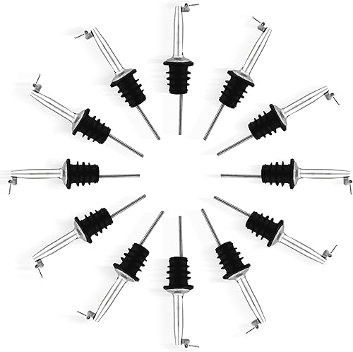 Vista 9 de EHOMEA2Z Stainless Steel Liquor Bottle Pourers Classic Bottle Pourers for Alcohol, Leak-Proof, Dishwasher-Safe Pour Spouts for Liquour Bottles