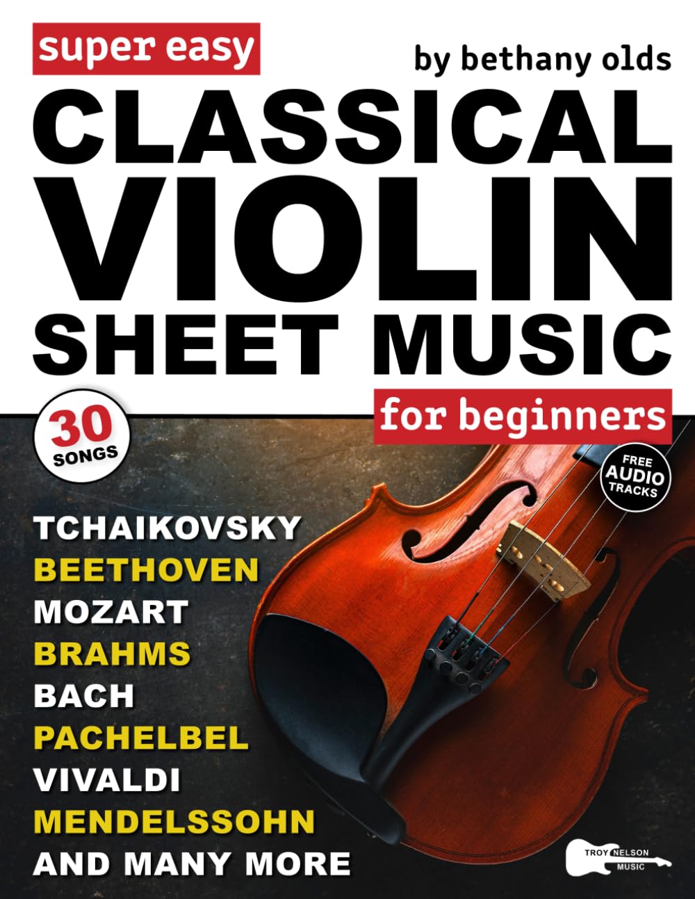 Partition violon débutant avec 30 morceaux classiques faciles et TAB