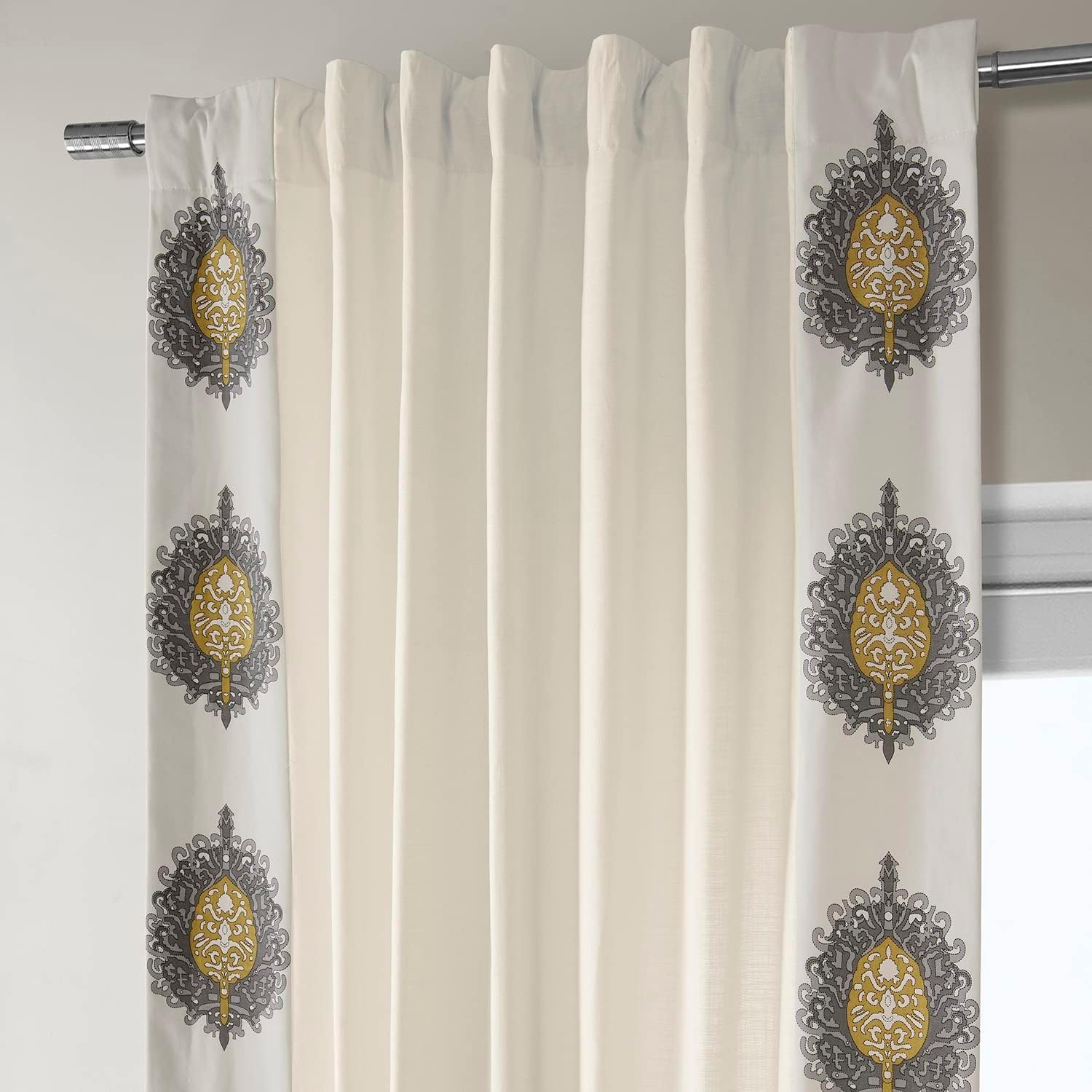 HPD Half Price Drapes Bordered Solid Cotton Curtains for Bedroom & Living Room 50 X 108, DTCC-SB220614-108 (1 Panel) Mayan Gold