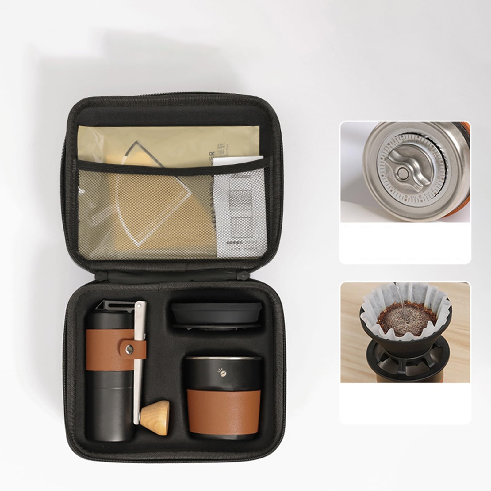 Generisch Camping Kaffeemaschine - Filterkaffeemaschine | Multifunktionale Kaffeemühle Mit Tragbarem Kaffeezubehör-Set Für Reisen, Wandern, Und Zuhause
