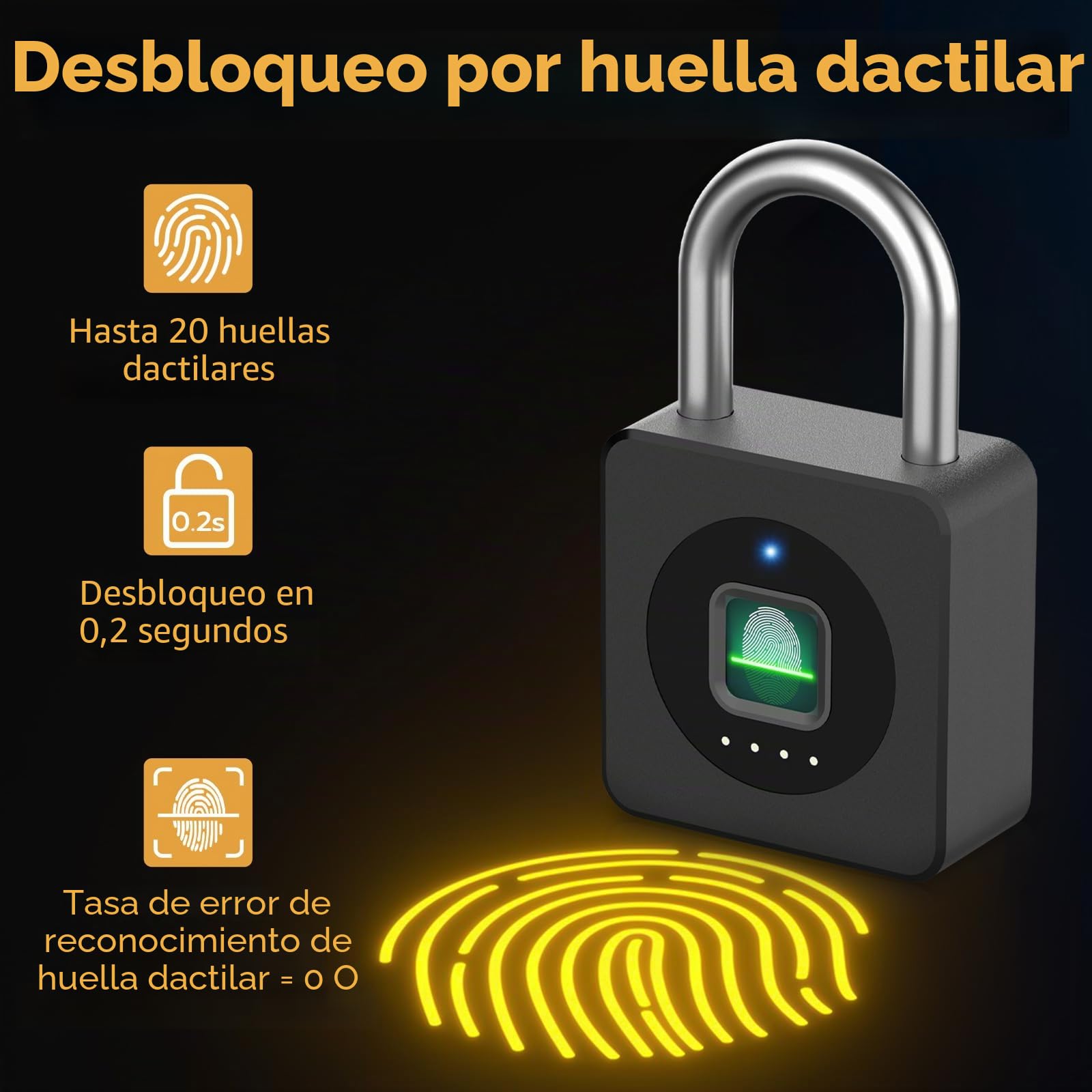 Anweller Candado de huellas dactilares, cerradura de huella digital, cerradura de taquilla, cerradura con huella digital y aplicación, candado resistente a la intemperie para taquillas, sótanos