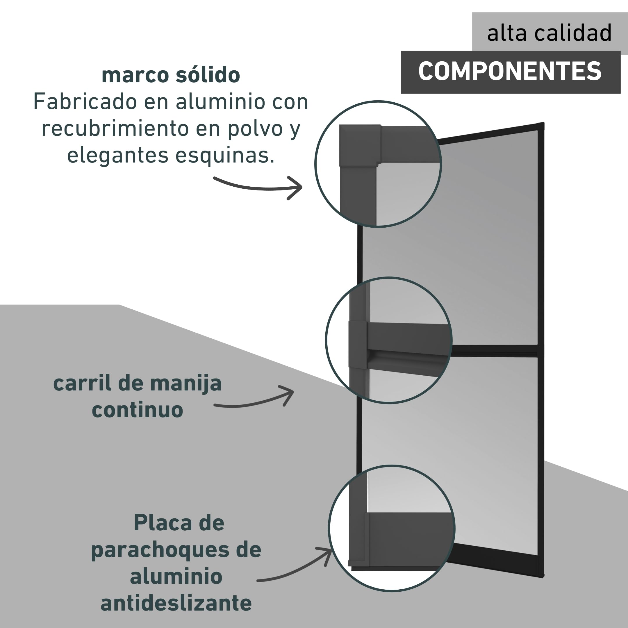 Windhager Mosquitera con marco de aluminio para puertas, 100 x 210 cm, antracita