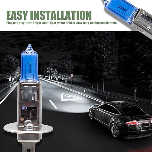 Miniatura 6 de QODOLSI 2 bombillas halógenas para automóvil, H1 12 V 55 W, súper brillante, resistente a altas temperaturas, a prueba de golpes, haz alto y bajo,