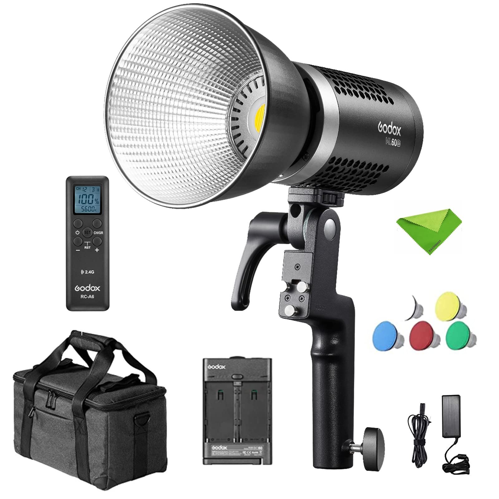 Godox ML60 Bi, luz de vídeo LED portátil de 60 W, luzes bicolores