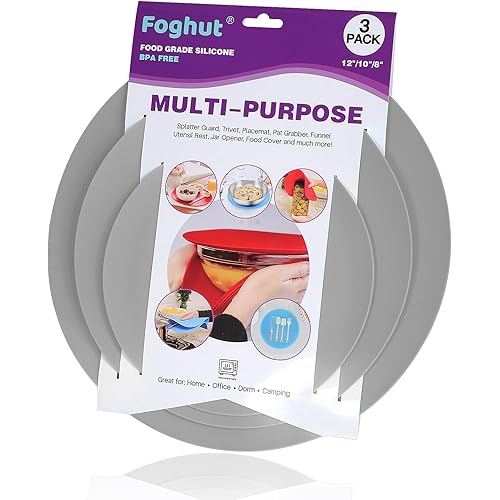 Multi-use Microwave Mat, 3 Pack Trivets, Hot Pad, Pot Holders, Place Mat, Utensils Rest, Silicone Cover Pad for Kitchen Counter (Non-Slip, Heat Resistant, Dishwasher Safe)