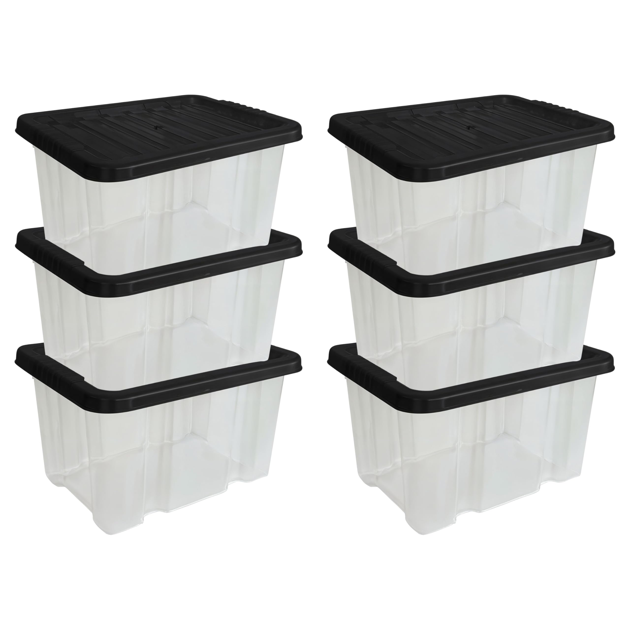 MantraRaj Storage Boxes with Lids 24L Under Bed Storage Box, Clear Multipurpose Nestable Stackable Plastic Storage Boxes,Clear Containers for Home, Kitchen, Garage, Office, Accessories -Pack Of 6