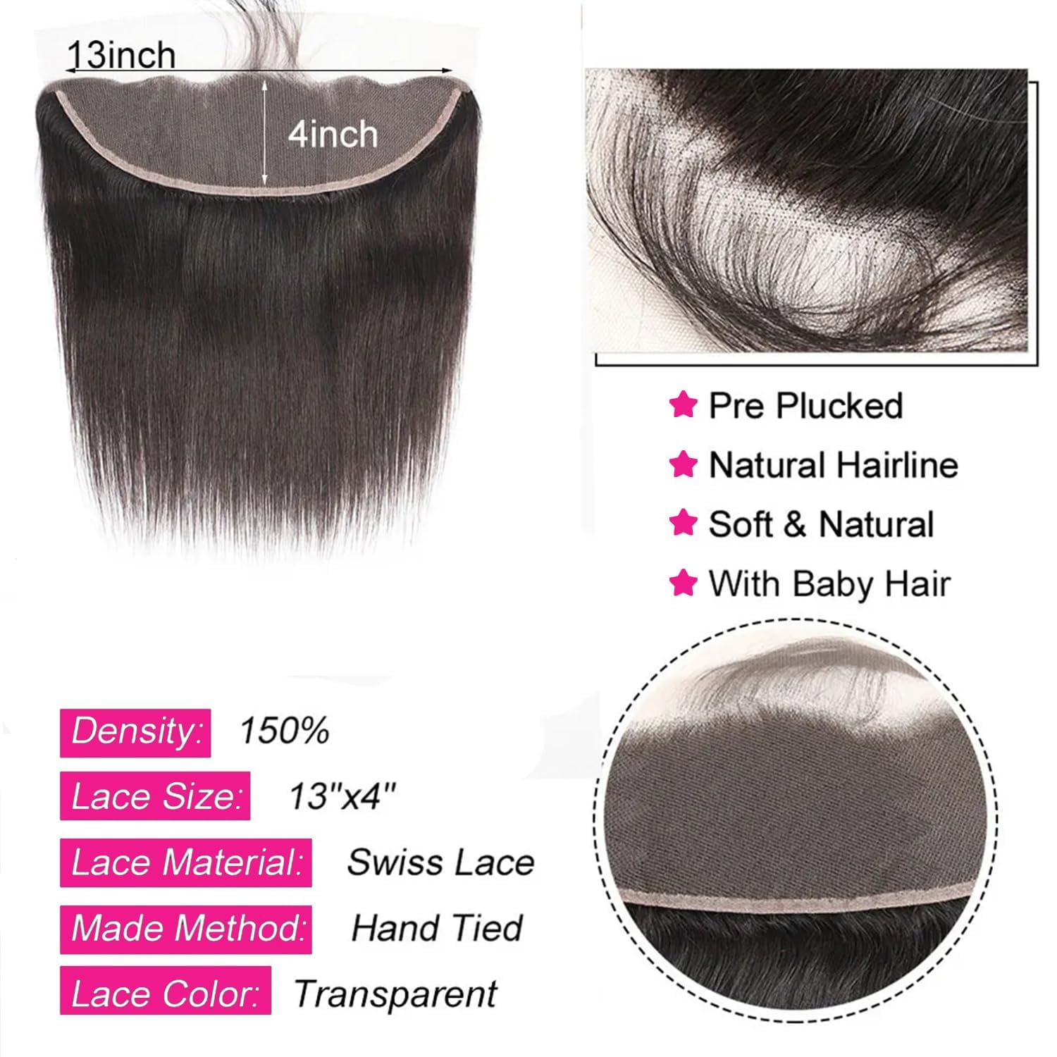 12A Straight Bundles with Frontal Human Hair 24 26 28 with 20 Inch 100% Unprocessed Virgin Brazilian Straight Human Hair Weave 3 Bundles with 13x4 HD Lace Frontal Closure
