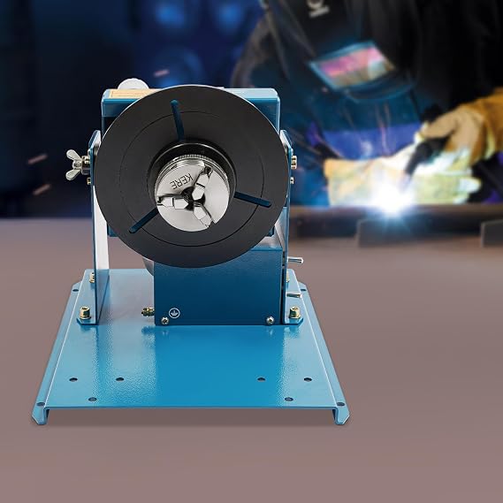 110V 10KG Portable Welder Positioner Turntable Machine, 3 Jaw Lathe Chuck 2-10rpm Table Rotary Welding Positioner Turntable Table 2.5,0 To 90 Welding Positioner Positioning Turntable