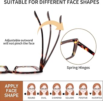2 Pack Reading Glasses Women Blue Light Blocking,Oversized Fashion Large with spring hinge Eyeglasses