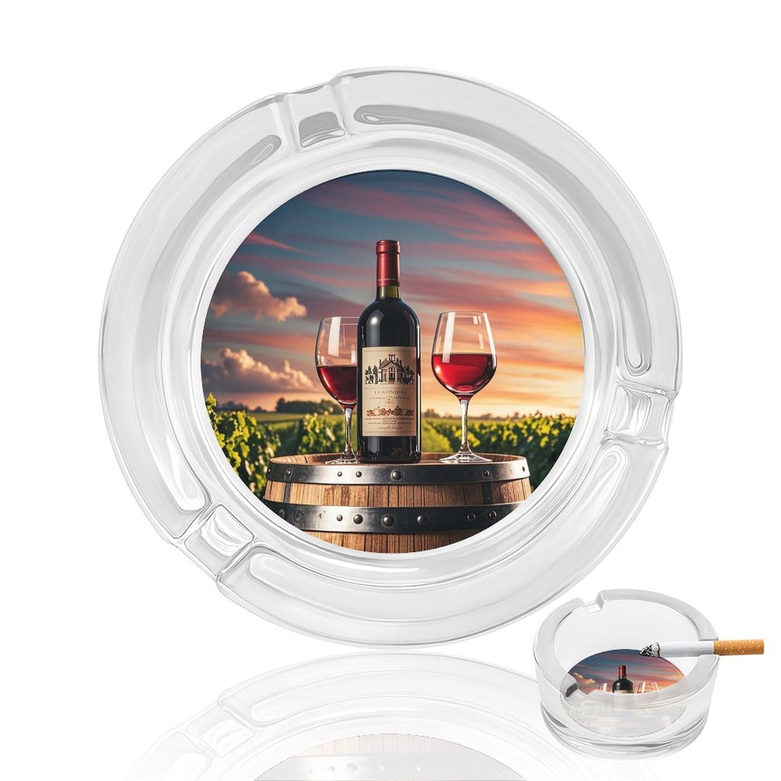 Cendrier en verre tonneau de vin pour maison et bureau