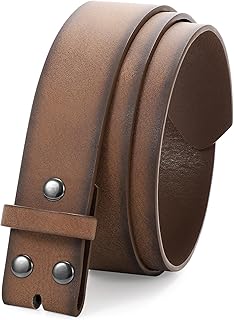 JASGOOD Western Leather Belt Strap for Men without Buckle Engraved Embossed Cowboy Leather Belt
