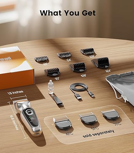 Miniatura 8 de oneisall Cortapelos para perros para aseo de pelo grueso, afeitadoras inalámbricas de bajo ruido, kit de aseo de 2 velocidades para peluquería en