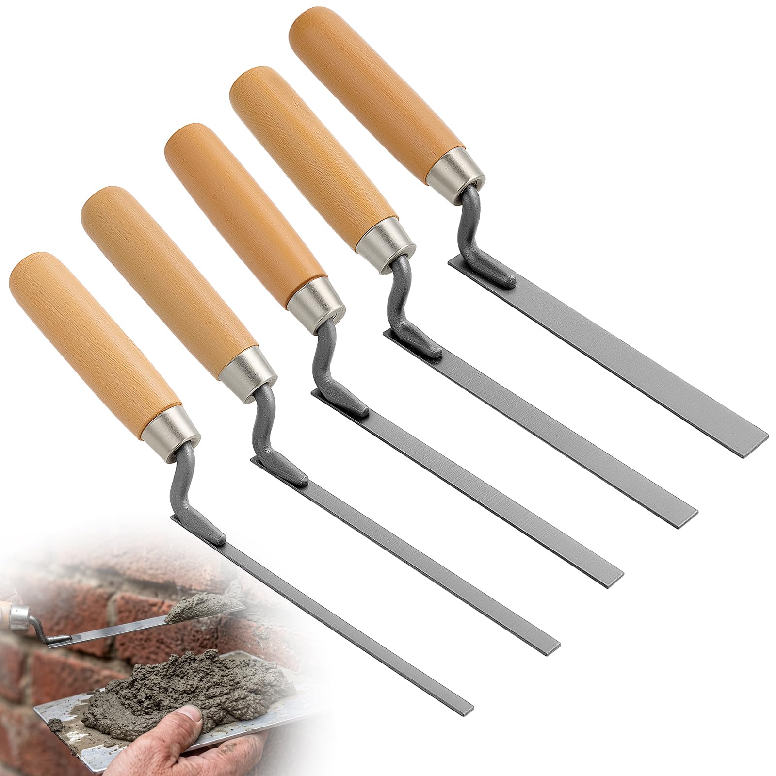 Ainiv 5 Pcs Pointing Trowel Set, 6/8/10/12/15 mm Tuck Pointing Trowel