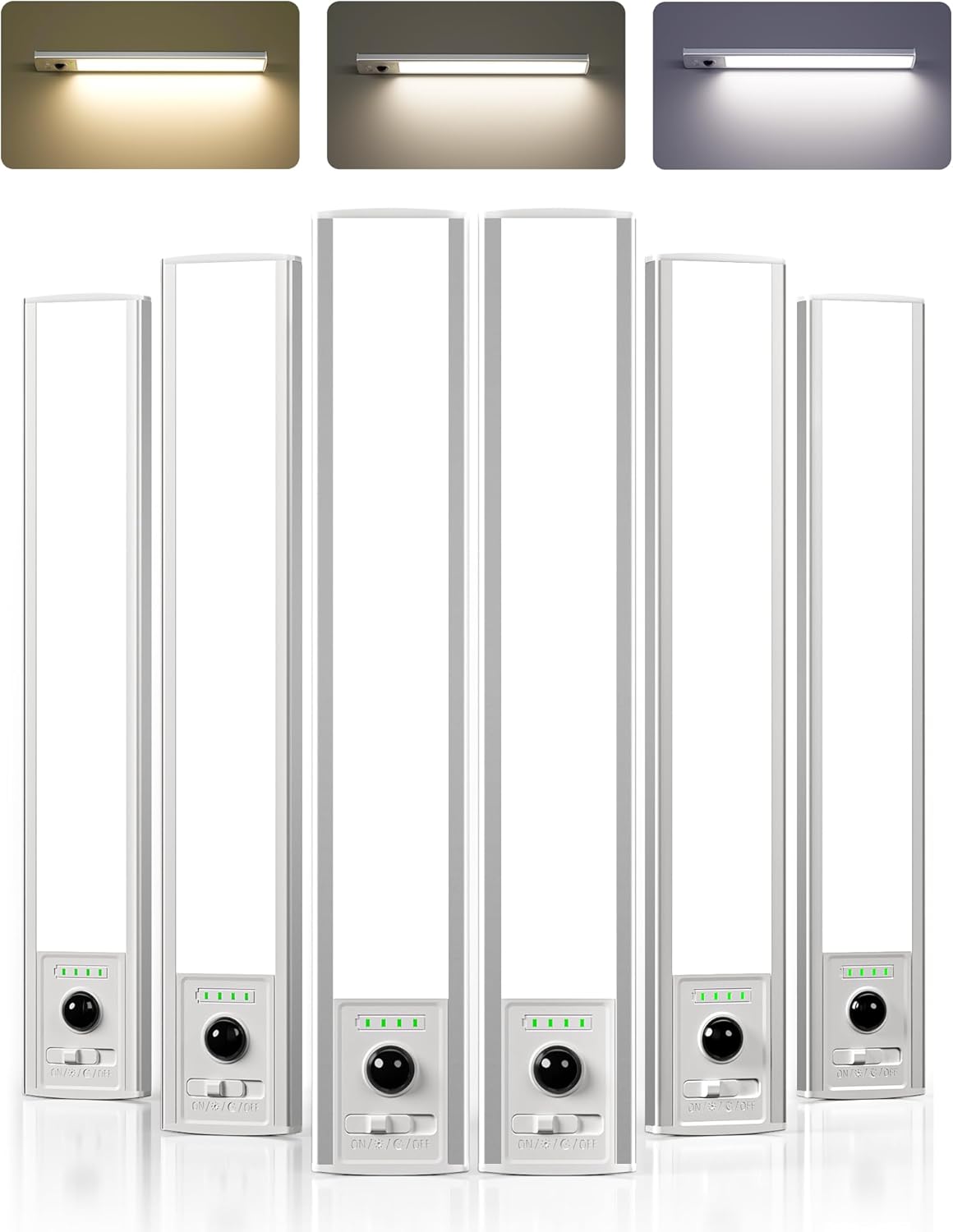 EZVALO Under Cabinet Lights, 96 LED Rechargeable Motion Sensor Light Indoor, 6 Pack Wireless Closet Lights with Battery Indicator, 3 Color Temps Dimmable Under Counter Lights for Kitchen (12 inch) EZVALO Under Cabinet Lights, 96 LED Rechargeable Motion Sensor Light Indoor, 6 Pack Wireless Closet Lights with Battery Indicator, 3 Color Temps Dimmable Under Counter Lights for Kitchen (12 inch)
