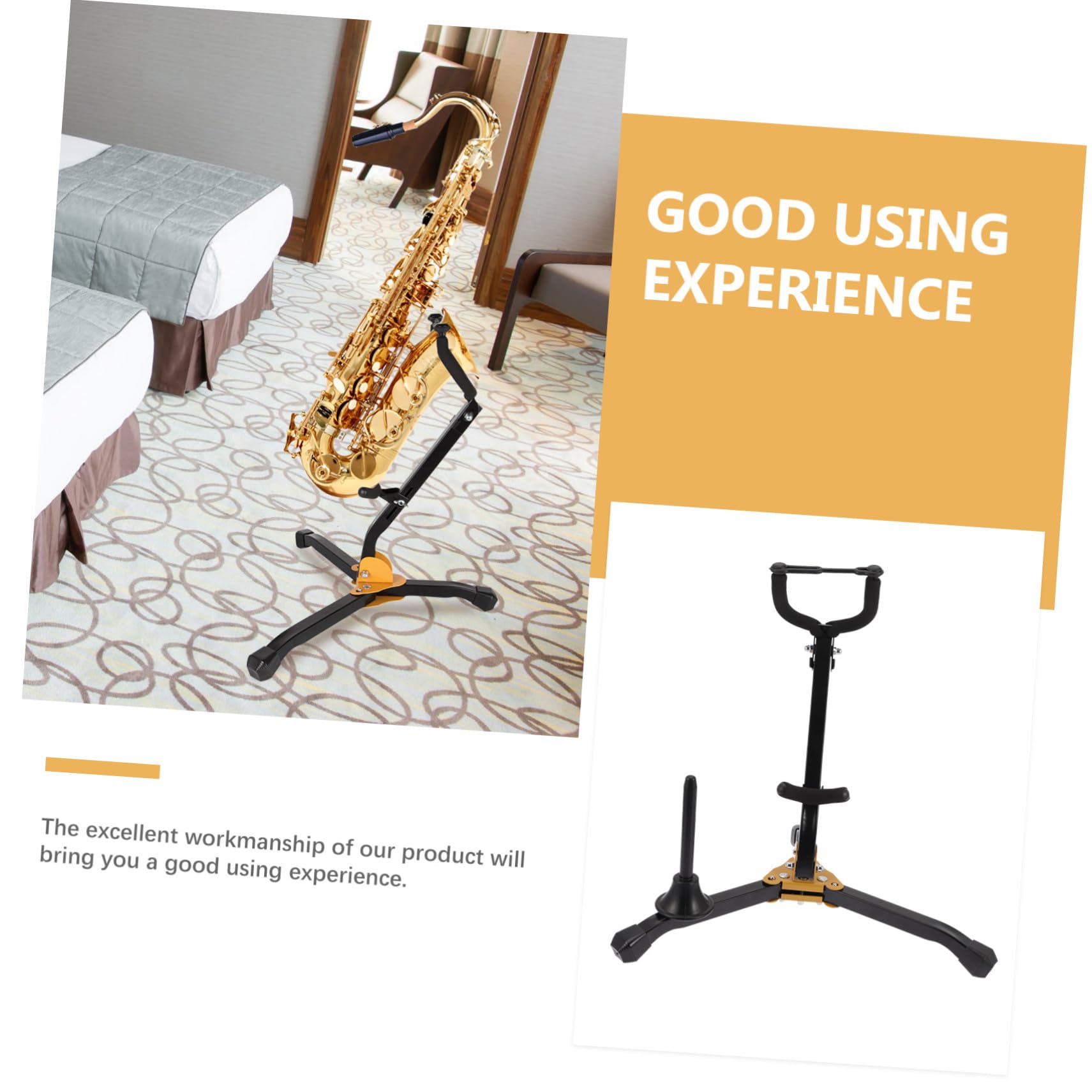 Supvox Altsaxophon Ständer Klappbar, Tragbarer Sax Rack aus Eisen und Abs | Schwarze Ausführung, Stabiler Schutz mit Schaumstoff, für Musikschule und Zuhause