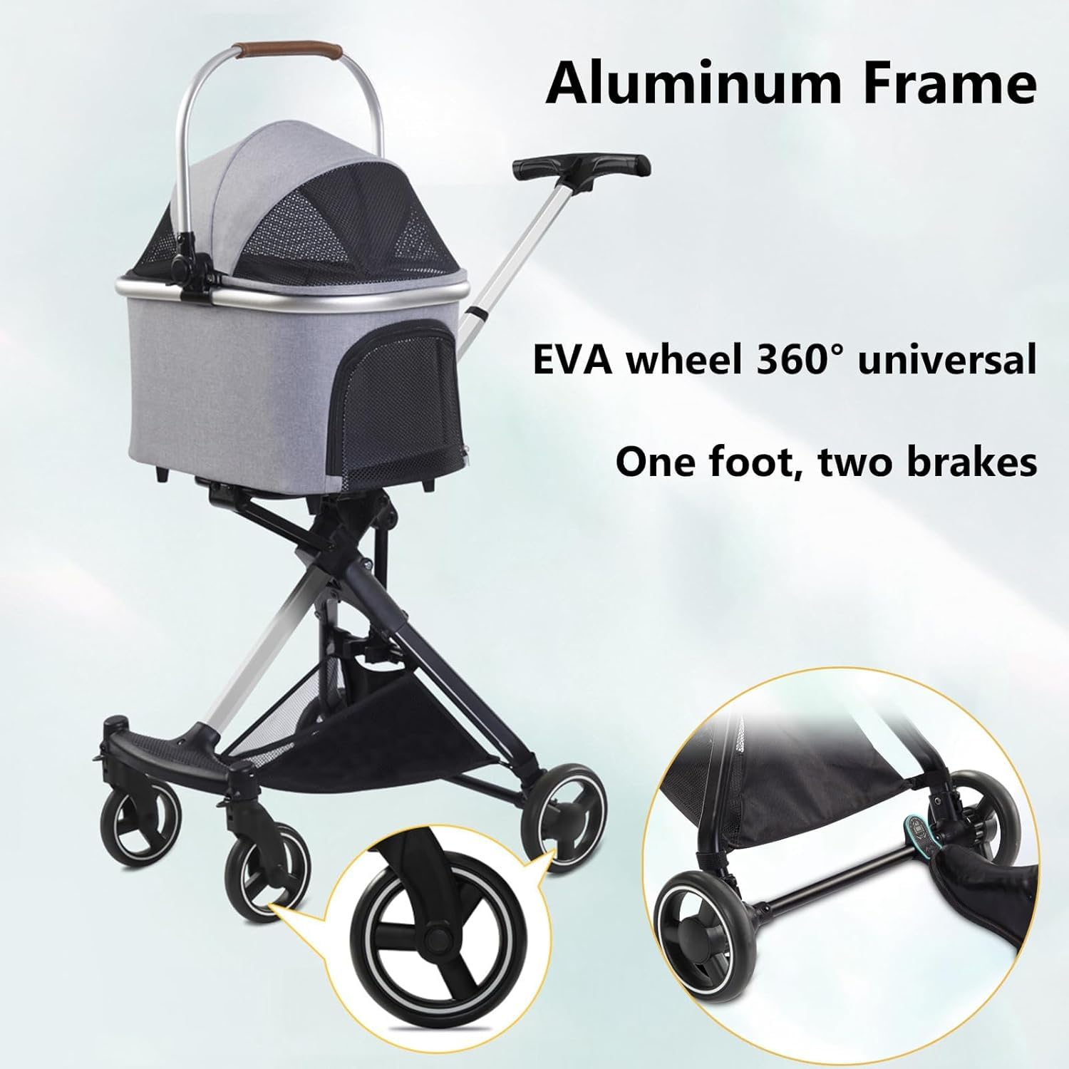 Haustier-Buggy, 2-in-1-multifunktions-jogging-buggy Für Hunde Und Katzen, 4 Räder, Zusammenklappbar, Tragbar, Leicht, Reisebuggy Mit Abnehmbarem Tragekorb Für Kleine/mittelgroß, Black