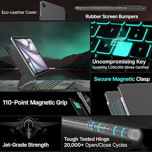 Miniatura 89 de typecase Funda de teclado Edge para iPad Air de 13 pulgadas (M3/M2, 2025/2024) y iPad Pro de 12.9 pulgadas (6ª/5ª/4ª/3ª generación), teclado mágico