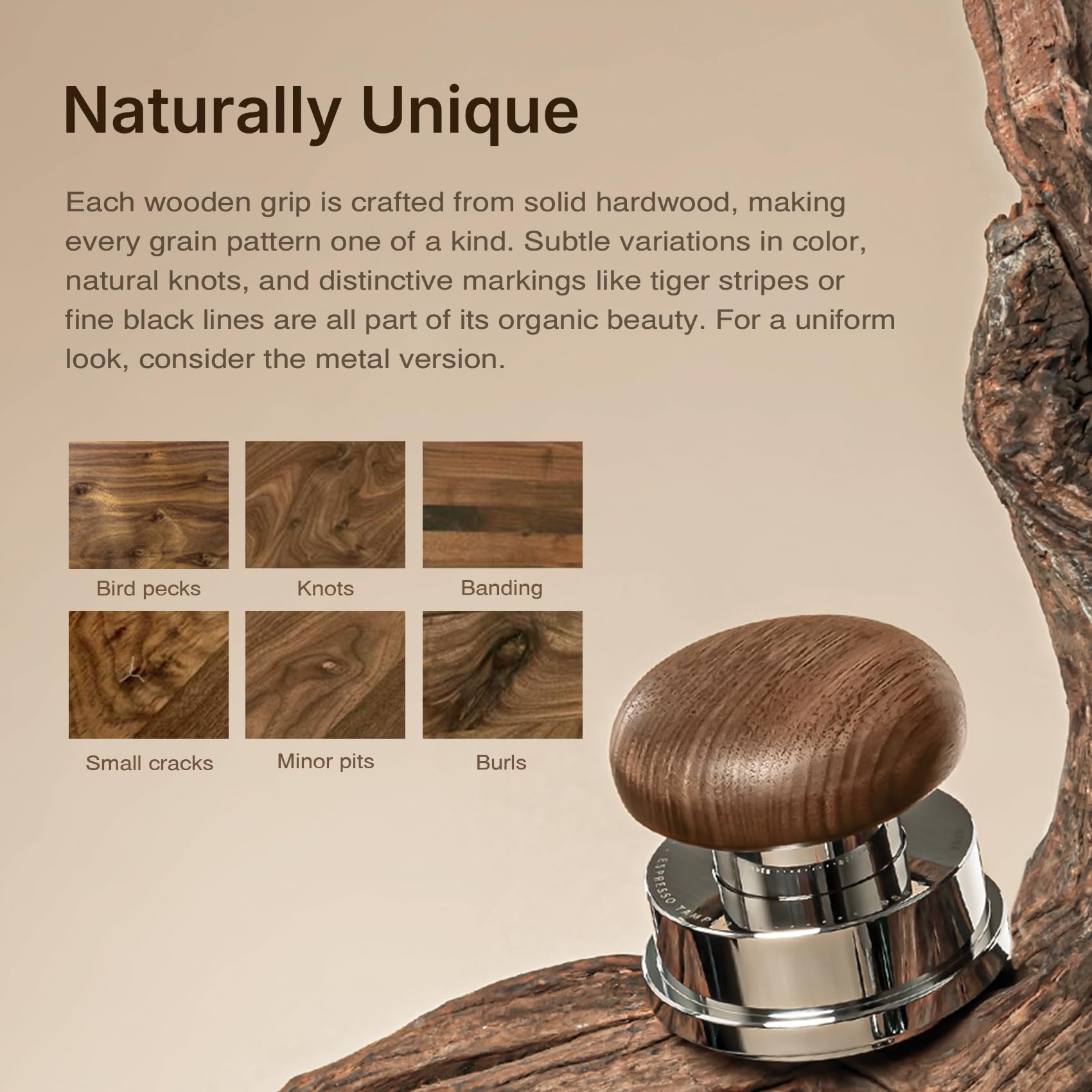 TIMEMORE Juego de prensos, 58,4 mm con herramienta WDT, prensa autonivelante y distribuidor de gravedad para la preparación profesional de café – Excursión de madera