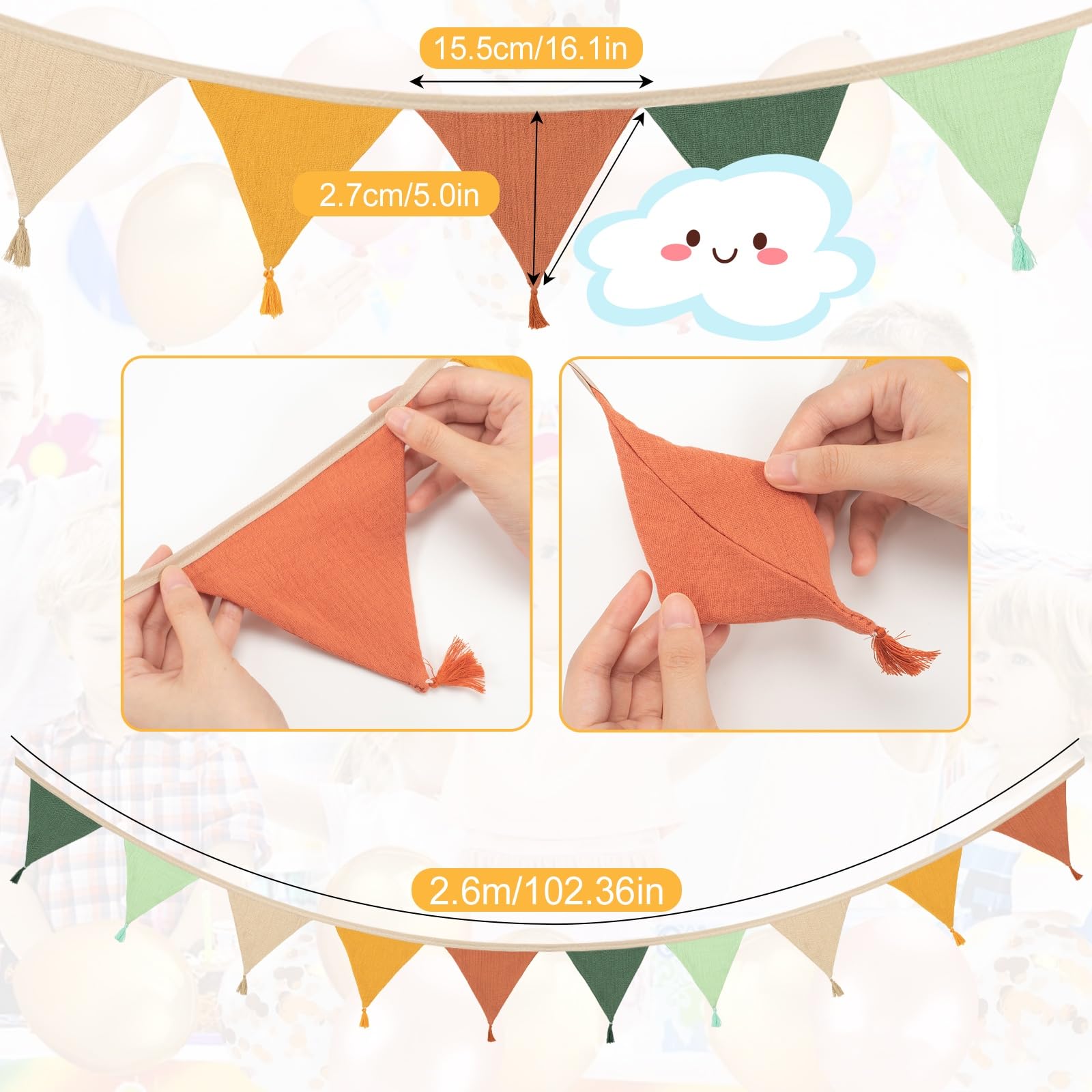 Bandierina Decorativa In Mussola Di Cotone Per Cameretta Bambini - Ghirlanda Resistente Alle Intemperie, Per Interni/esterni, Festoni Per Letti E Pareti